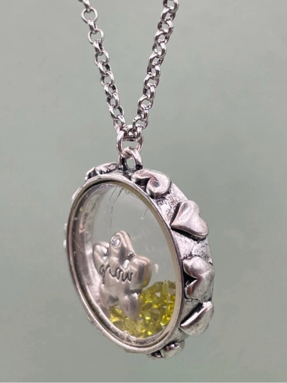Sandra Magsamen Star Floating Charm Necklace Crystal Shaker Pendant “Grow”
